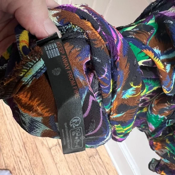 Anthropologie Abstract Bird Print Slip Dress Size L - Picture 7 of 8